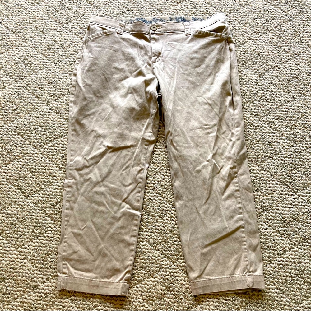 5/$15 Lee Comfort Waistband Light Khaki Tan Pants 16W PETITE - Picture 2 of 11